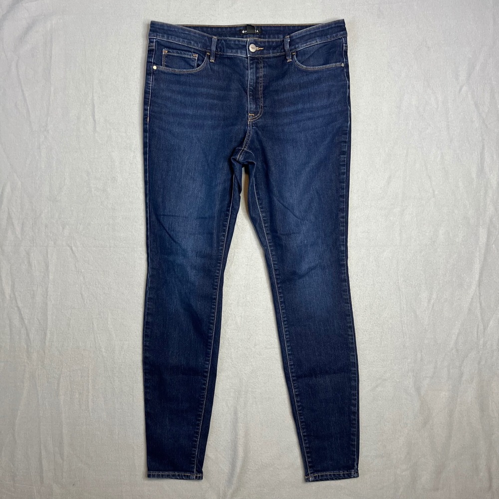Athleta Sculptek Skinny Jeans Sz 16 Tall Dark Wash Stretch Denim
